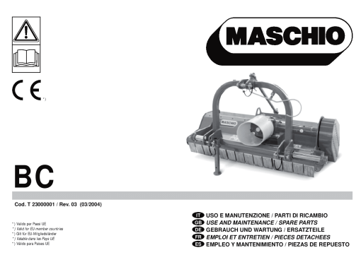 Maschio BC Mower Parts manual catalog PDF Download
