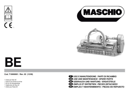 Maschio BE Mower Parts manual catalog PDF Download