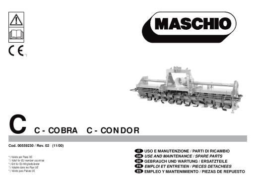 Maschio C-Cobra_C-Condor shredder Parts manual catalog PDF Download