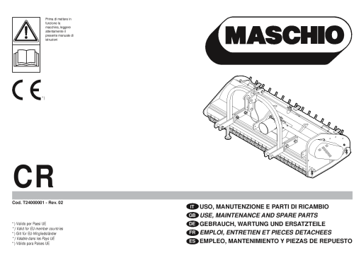 Maschio CR Cod. T24000001 Mower Parts manual catalog PDF Download