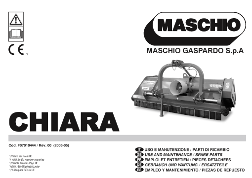 Maschio Chiara Mower Parts manual catalog PDF Download