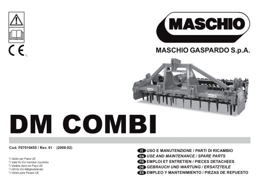 Maschio DM_Combi Rotary_harrow Parts manual catalog PDF Download
