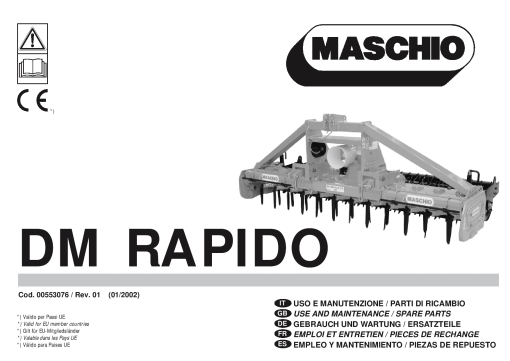 Maschio DM_Rapido TAV 73-14 Rotary_harrow Parts manual catalog PDF Download