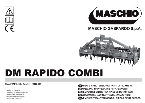 Maschio DM_Rapido_Combi TAV 11 Rotary_harrow Parts manual catalog PDF Download
