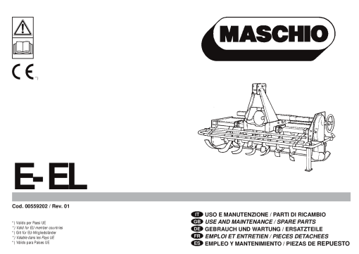 Maschio E_EL Rotary_tiller Parts manual catalog PDF Download