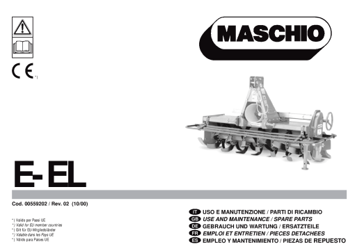 Maschio E_EL shredder Parts manual catalog PDF Download