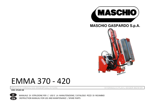 Maschio Emma Mower Parts manual catalog PDF Download
