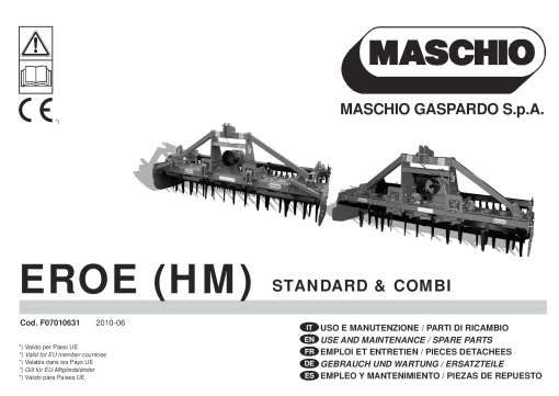 Maschio Eroe Rotary_harrow Parts manual catalog PDF Download