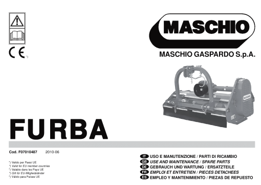 Maschio Furba Mower Parts manual catalog PDF Download