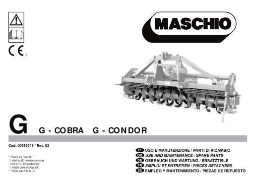 Maschio G-Cobra_G-Condor shredder Parts manual catalog PDF Download