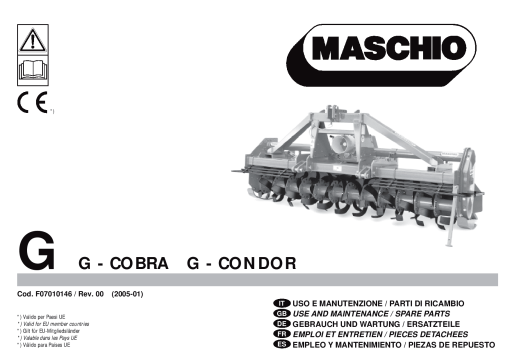 Maschio G_TAV 68-2 shredder Parts manual catalog PDF Download