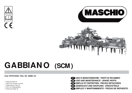 Maschio Gabbiano_SCM 119-10 Rotary_harrow Parts manual catalog PDF Download