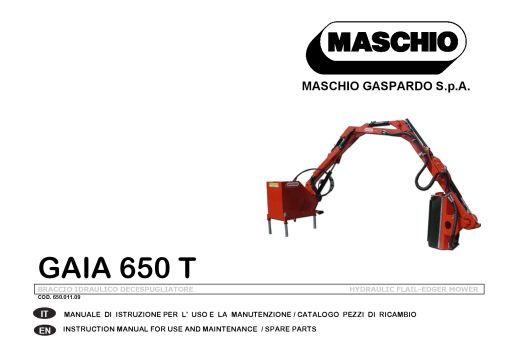 Maschio Gaia Mower Parts manual catalog PDF Download