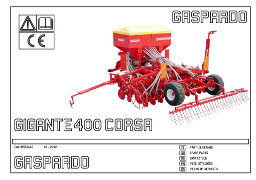 Maschio Gigante_400_Corsa Seed_drill Parts manual catalog PDF Download