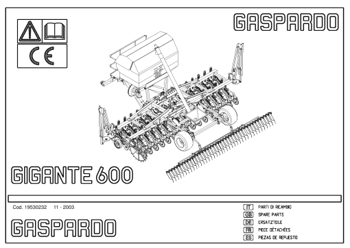 Maschio Gigante_600 Seed_drill Parts manual catalog PDF Download