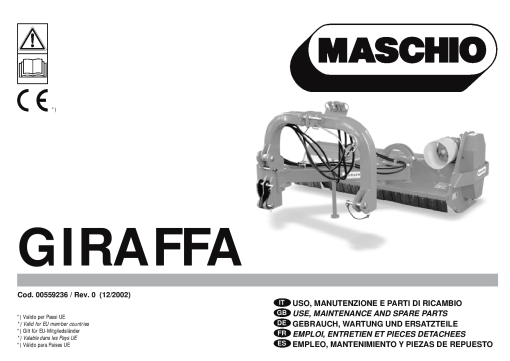 Maschio Giraffa Mower Parts manual catalog PDF Download
