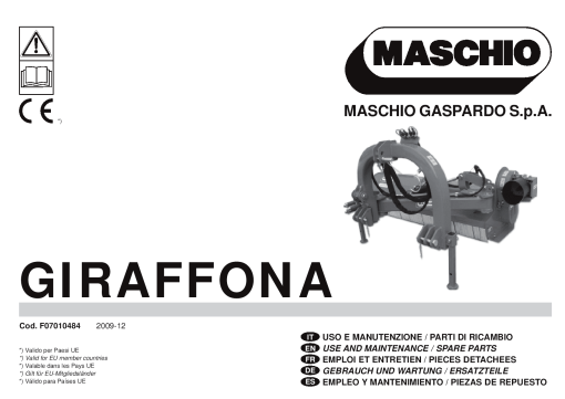Maschio Giraffona Cod. F07010484 Mower Parts manual catalog PDF Download
