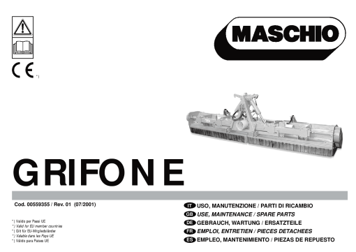 Maschio Grifone Mower Parts manual catalog PDF Download