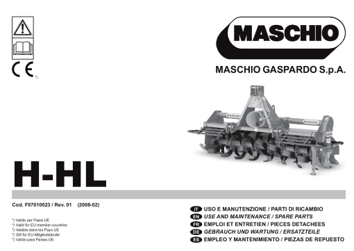 Maschio H-HL_TAV 10 shredder Parts manual catalog PDF Download