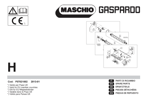 Maschio H shredder Parts manual catalog PDF Download