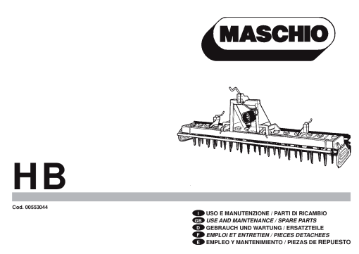 Maschio HB_Cod. 00553044 Rotary_harrow Parts manual catalog PDF Download