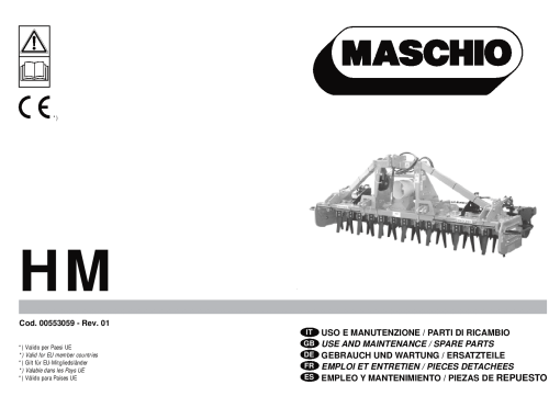 Maschio HM Cod. 00553059 Rotary_harrow Parts manual catalog PDF Download