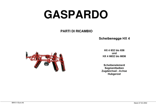 Maschio HX4 Disc_Harrow Parts manual catalog PDF Download
