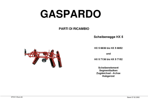 Maschio HX5 Disc_Harrow Parts manual catalog PDF Download