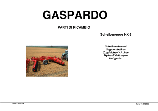 Maschio HX6 Disc_Harrow Parts manual catalog PDF Download