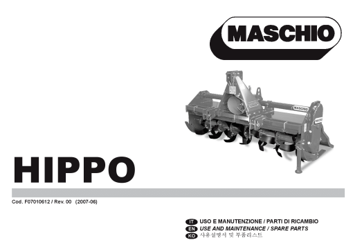Maschio Hippo shredder Parts manual catalog PDF Download