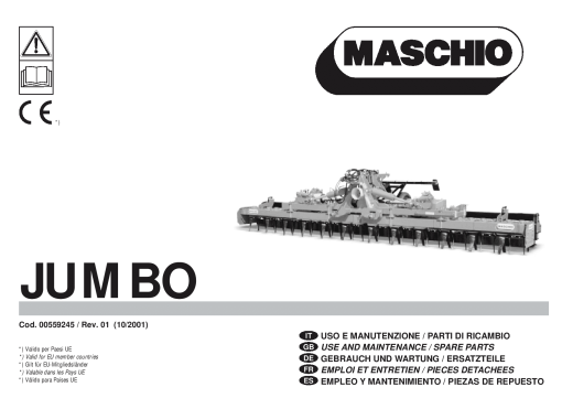 Maschio Jumbo_Cod. 00559245 Rotary_harrow Parts manual catalog PDF Download