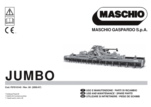 Maschio Jumbo_Cod. F07010145 Rotary_harrow Parts manual catalog PDF Download