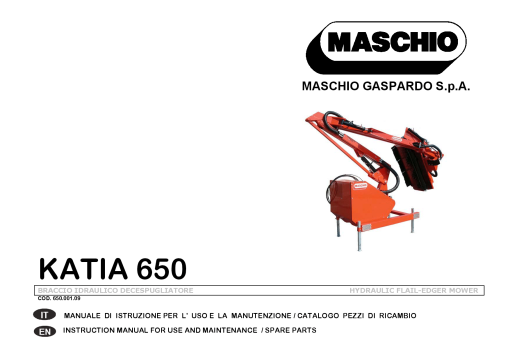 Maschio Katia Mower Parts manual catalog PDF Download