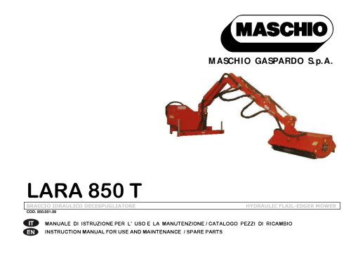 Maschio Lara Mower Parts manual catalog PDF Download