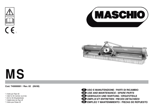 Maschio MS shredder Parts manual catalog PDF Download