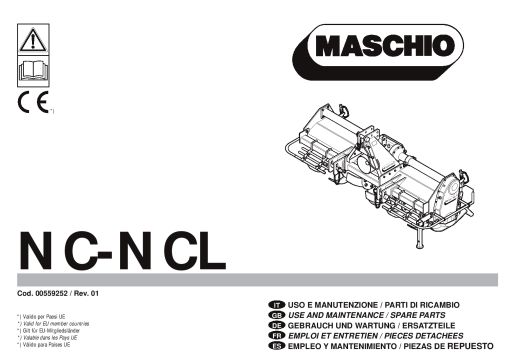 Maschio NC_NCL Cod. 00559252 shredder Parts manual catalog PDF Download