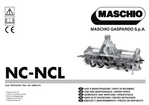 Maschio NC_NCL_Cod. F07010152 shredder Parts manual catalog PDF Download
