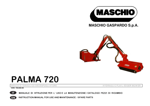 Maschio Palma_720 Mower Parts manual catalog PDF Download