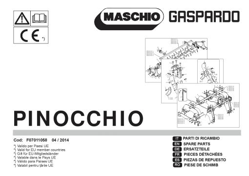 Maschio Pinocchio Subsoiler Parts manual catalog PDF Download