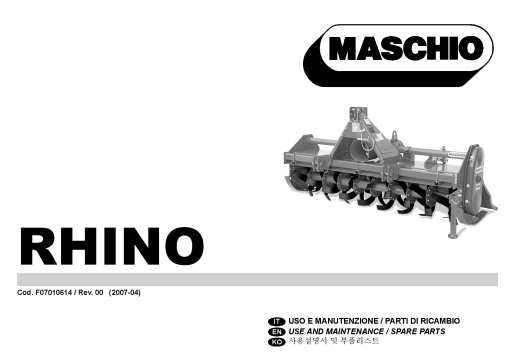 Maschio Rhino shredder Parts manual catalog PDF Download