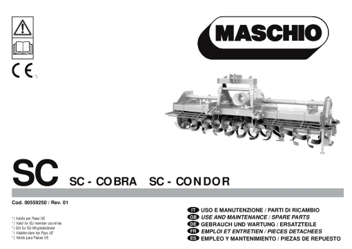 Maschio SC_SC-Cobra_SC-Condor Rotary_tiller Parts manual catalog PDF Download