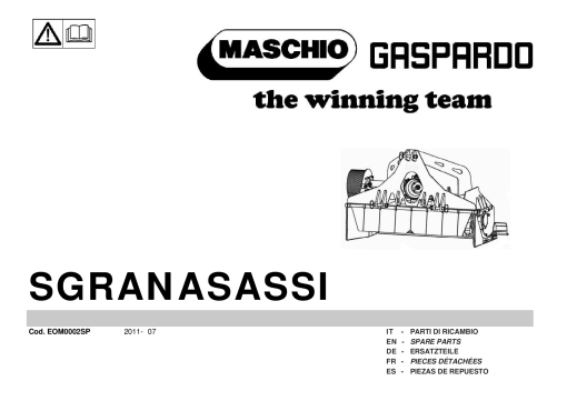 Maschio Sgranasassi Mower Parts manual catalog PDF Download