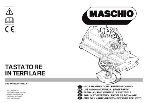 Maschio Tastatore_Interfilare Mower Parts manual catalog PDF Download