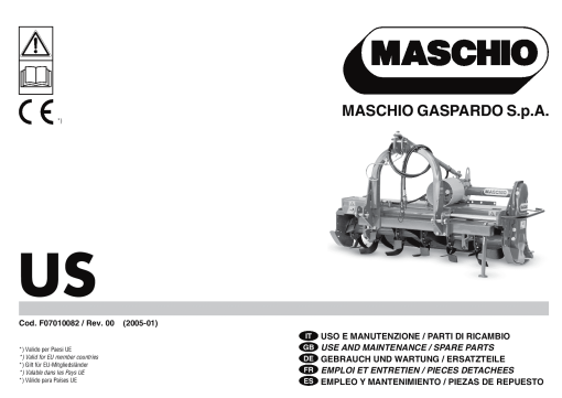 Maschio US_Cod. F07010082 shredder Parts manual catalog PDF Download