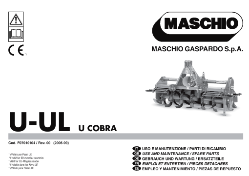 Maschio U_UL_U-Cobra shredder Parts manual catalog PDF Download