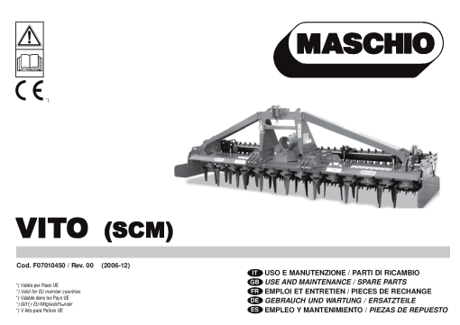Maschio Vito_SCM Rotary_harrow Parts manual catalog PDF Download