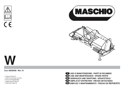 Maschio W Cod. 00559206 shredder Parts manual catalog PDF Download