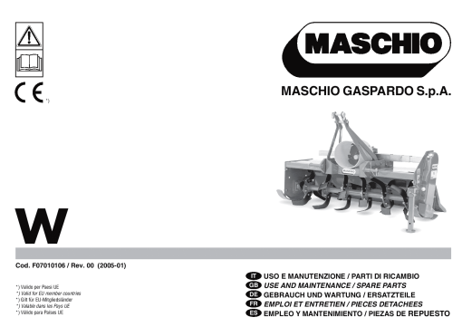 Maschio W_Cod. F07010106 shredder Parts manual catalog PDF Download