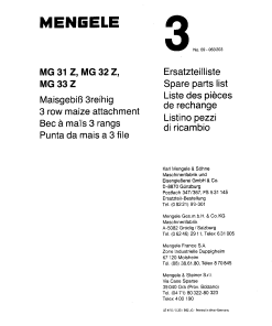 Mengele 10MG_31Z_32Z_33Z Parts manual catalog PDF Download