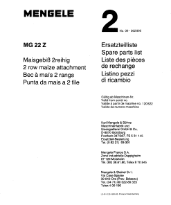 Mengele 2MG_22Z Parts manual catalog PDF Download